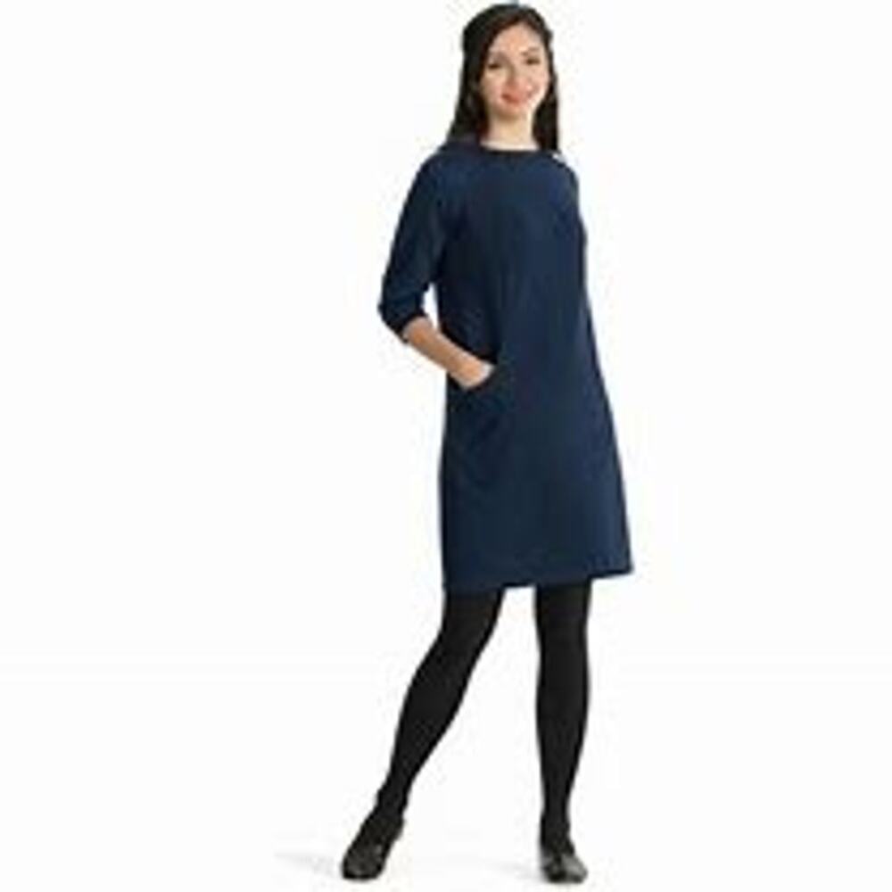 Nau Womens Elementerry Boatneck 3/4 Sleeve Knit Shirt Dress Blue size XS